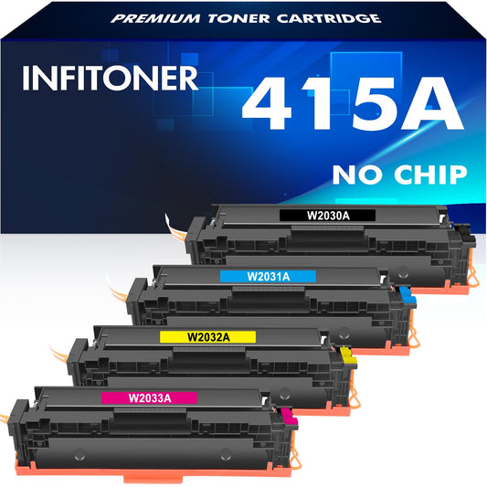 4-pack 415A 415X Compatible Replacement for HP Color Laserjet Pro MFP M479fdw M479dw M479dn M479fnw M479fdn M454dn M454dw M479 M454 W2031A W2032A W2033A Multipack W2030A W2030X No chip