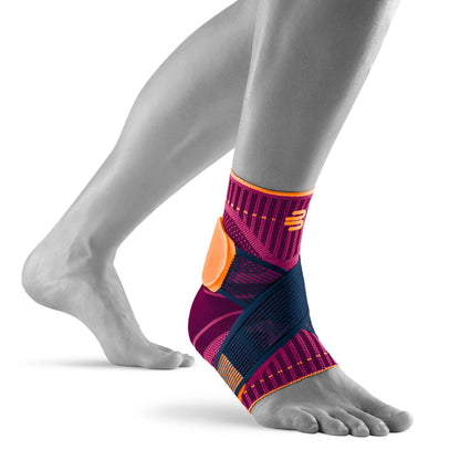 BAUERFEIND Ankle Support ankle brace for sports like soccer, fitness, and running. Prevents ankle injuries and provides stability. Pink, size L.