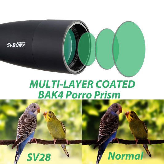 Svbony SV28 Spotting Scope, 25-75x70 Spotting Scope with Tripod, HD BAK4 Prism FMC Lens Spotting Scope with Phone Adapter for target shooting, archery, bird watching, moon viewing.