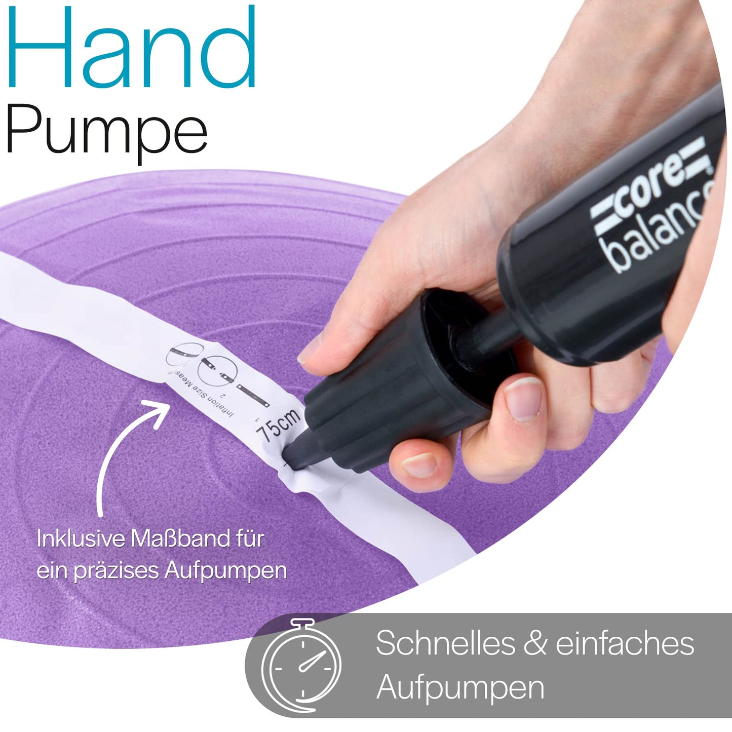 Core Balance, burst-resistant exercise ball - for fitness yoga pregnancy - 55cm 65cm 75cm 85cm - includes air pump.