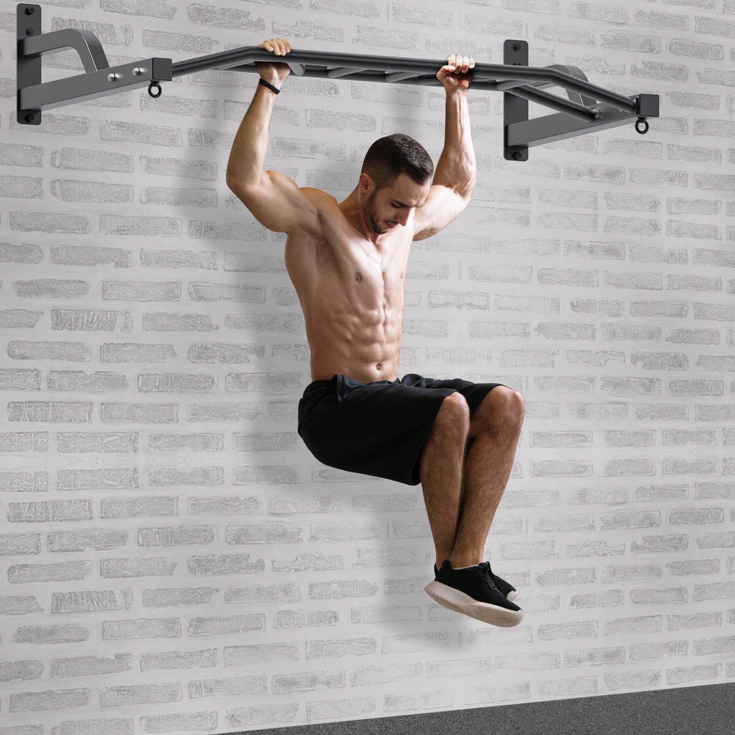 SELEWARE 48'' Wall Mounted High Performance Pull Up Bar, multifunctional pull up bar with cable pulley system for home gym, LAT pulldown training attachments, hanger for heavy bags.