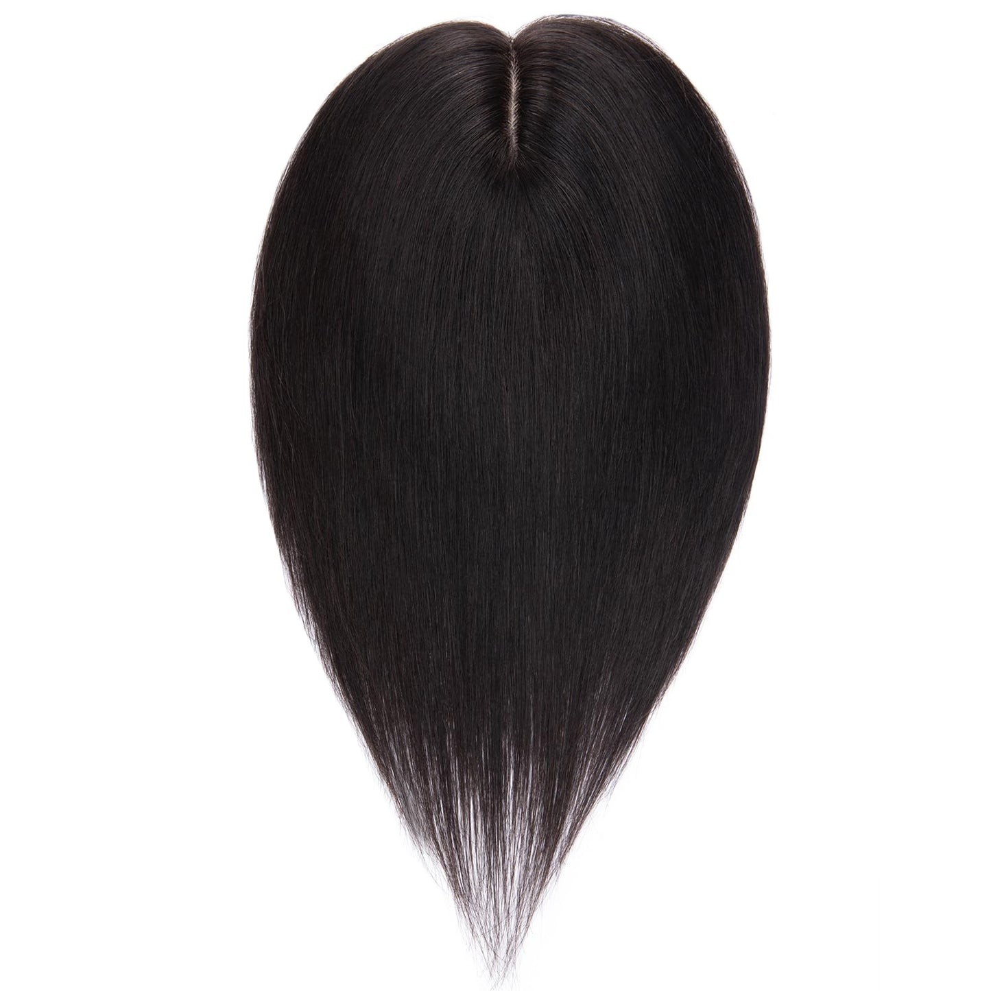 Silk-co Hair Topper Real Hair, 10x12cm Base Women's Toupee, Hair Topper Real Hair with Remy Silk Base, Hair Topper Clip in Hairpiece Extensions, 40cm 1B# Natural Black