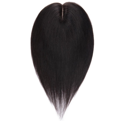 Silk-co Hair Topper Real Hair, 10x12cm Base Women's Toupee, Hair Topper Real Hair with Remy Silk Base, Hair Topper Clip in Hairpiece Extensions, 40cm 1B# Natural Black