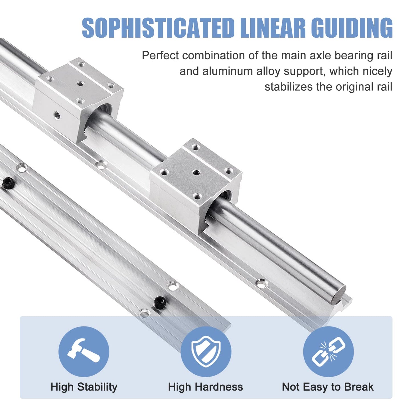 CNCMANS linear guide rail 2pcs SBR25-800mm stainless steel guide rail with 4pcs SBR25UU linear bearing block, CNC parts for 3D printer stepper motor (linear guide SBR25 800mm)