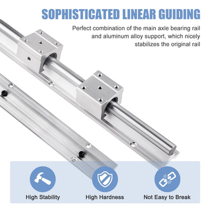 CNCMANS linear guide rail 2pcs SBR25-800mm stainless steel guide rail with 4pcs SBR25UU linear bearing block, CNC parts for 3D printer stepper motor (linear guide SBR25 800mm)
