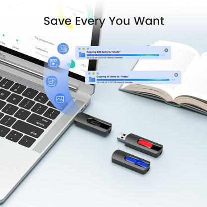 64GB USB Flash Drive 5-Pack, Vansuny USB 2.0 Memory Stick Slide Retractable (5 Pieces)
