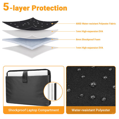 ZYB 17-17.3 Inch Laptop Shoulder Bag, Waterproof Notebook Case for Lenovo, Samsung, HP, Acer, Dell, ASUS, etc. Black Laptop Bag Sleeve Messenger Bag.