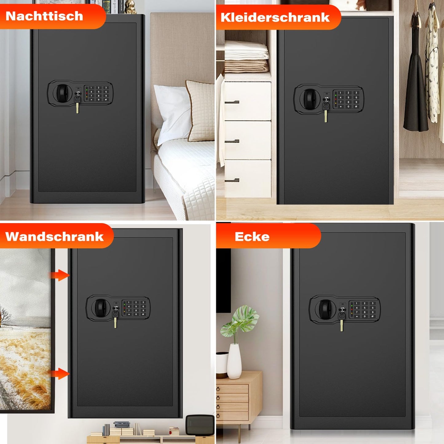 90L Large Fireproof Safe with Fireproof Document Bag, Digital Home Safe with Removable Shelf, Furniture Safe for Documents, Gold, Jewelry, Valuables