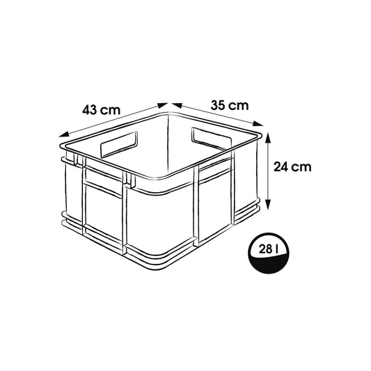 keeeper storage tub with handles, Euro-Box XL, made from Procyclen, 28 l, Bruno Eco Line, Eco-Grey