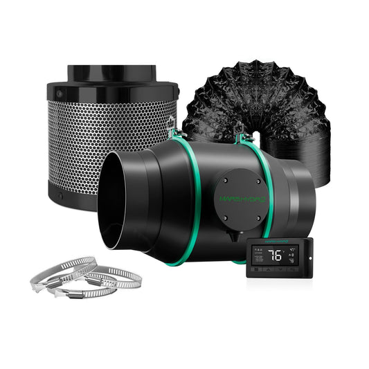 MARS HYDRO 150mm duct fan/ventilator with filter set, temperature and humidity controller, 25 foot exhaust hose - exhaust fan for grow tents and hydroponics