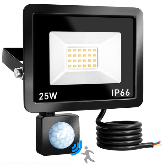 Brightown LED floodlight with motion sensor, 20W, IP66 waterproof with 24 LEDs, 2200LM outdoor spotlight 6000K cool white. Ideal for garden, warehouse, playground, backyard.