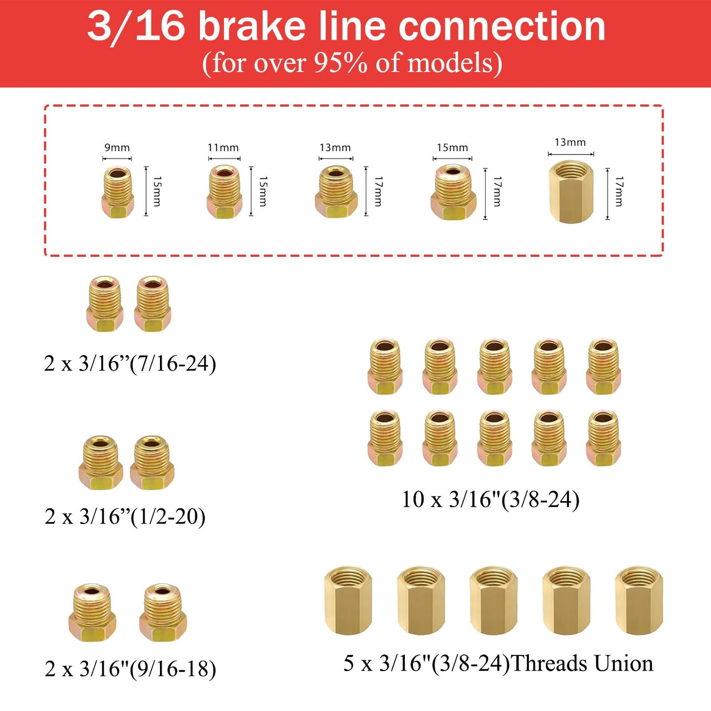 Finoki Brake Line Kit 25ft Brake Hose Flaring Tool Kit Car Brake Hose Flaring Tool Double Flaring Tool Car Brake Line Repair Parts.