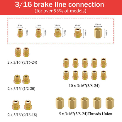 Finoki Brake Line Kit 25ft Brake Hose Flaring Tool Kit Car Brake Hose Flaring Tool Double Flaring Tool Car Brake Line Repair Parts.