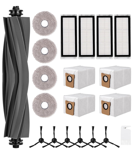 20-piece accessory set for Dreame L20 Ultra, replacement set for Dreame L20 Ultra, 1 main brush, 4 filters, 6 edge brushes, 4 cloths, 4 dust bags, 1 cleaning brush
