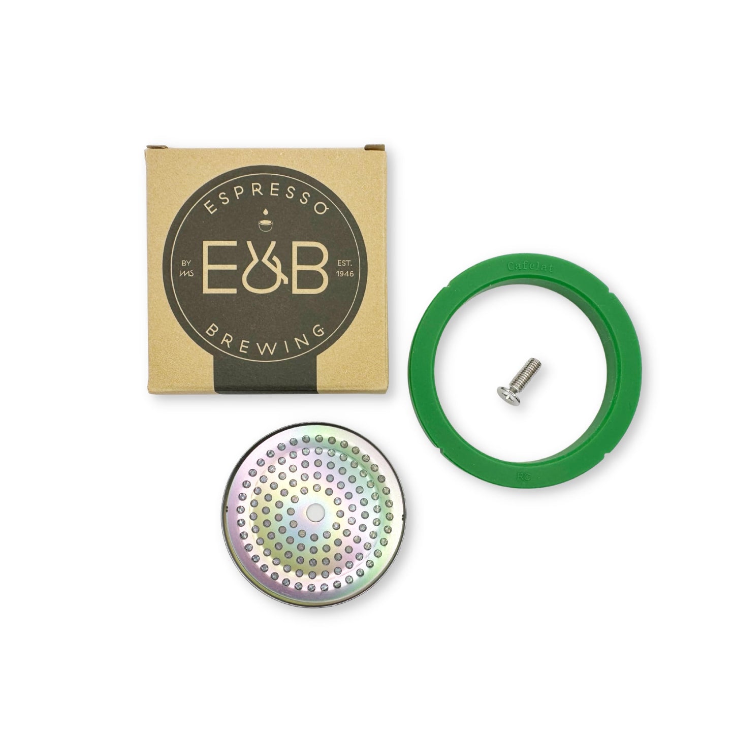 Tune Up Kit for Rancilio Silvia Espresso. Nanotech Reinforced Shower Screen, Cafelat Seal, Flat Screw. 3