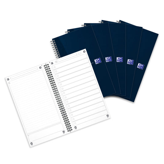 Oxford Task Manager, To-Do List Notebook, spiral bound, 460 pages, blue, pack of 5.