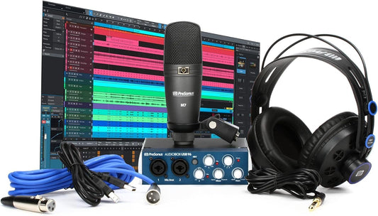 PreSonus AudioBox 96 Studio - USB audio interface bundle for recording and production with microphone, headphones & software.