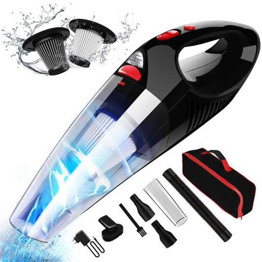 Cordless Handheld Vacuum Cleaner 8500Pa with LED Light, Rechargeable Mini Portable Auto Vacuum Cleaner. Wet & Dry Handheld Vacuum with Washable HEPA Filter for Home, Car, Kitchen, Pet Hair.