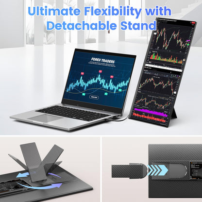 Teamgee Laptop Monitor Extension 15.6, 1080P FHD IPS Portable Monitor compatible with 13"-17" laptops, Slim Bezel-Less Screen Extender with detachable stand, Plug and Play for Mac, Windows.