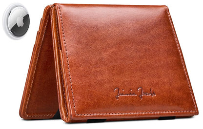 Jaimie Jacobs Flap Boy AirTag Edition Magic Wallet with Coin Pocket Genuine Leather (Dark Brown)