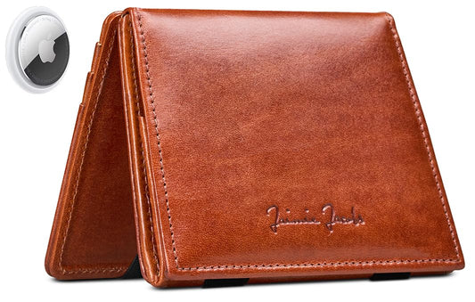 Jaimie Jacobs Flap Boy AirTag Edition Magic Wallet with Coin Pocket Genuine Leather (Dark Brown)
