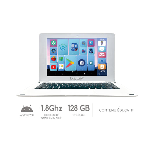 Lexibook, LAPTAB® 10 laptop with touchscreen, for the whole family, educational and gaming content, runs on Android™, child lock feature, ultra-thin and light, LT10FR.