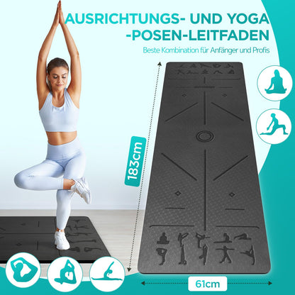 OUTDOUSE Yoga Mat, TPE 6mm Thick Skin-Friendly Non-Slip Exercise Mat for Pilates, Aerobics, Gymnastics, Meditation, Stretching with Carrying Strap. Home Workout Sports Mat 183x61cm.