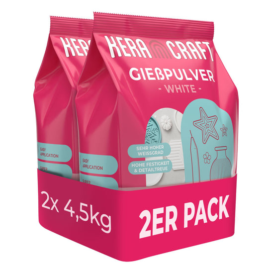 Keracraft Pouring Powder White 2x4.5kg - Relief Casting Powder White for creative projects.