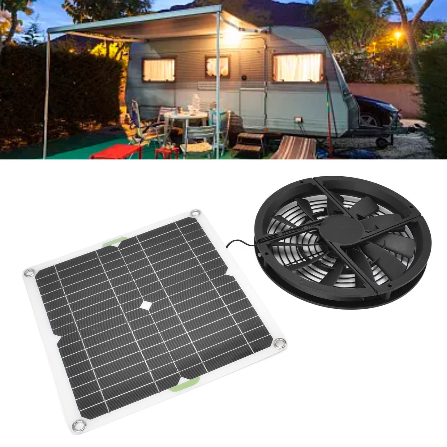 VBESTLIFE Solar Panel Fan, 3000 RPM, waterproof greenhouse ventilator, with metal protective grill, suitable for small chicken coops, sheds, pet houses, window exhaust.