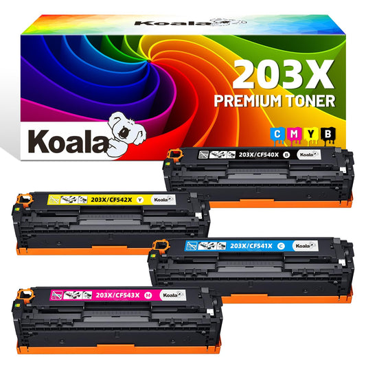 Koala Compatible Toner Cartridge as a replacement for HP 203X 203A CF540X CF541X CF542X CF543X CF540A for Color Laserjet Pro MFP M281fdw M281fdn M280nw M281cdw M254dw M254nw M254dn - Black Cyan Yellow Magenta