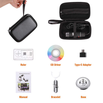 USB Digital Microscope 40X to 1000X, Bysameyee 8 LED Magnification Endoscope Camera with Carrying Case and Metal Stand, compatible for Android Windows 7 8 10 Linux Mac