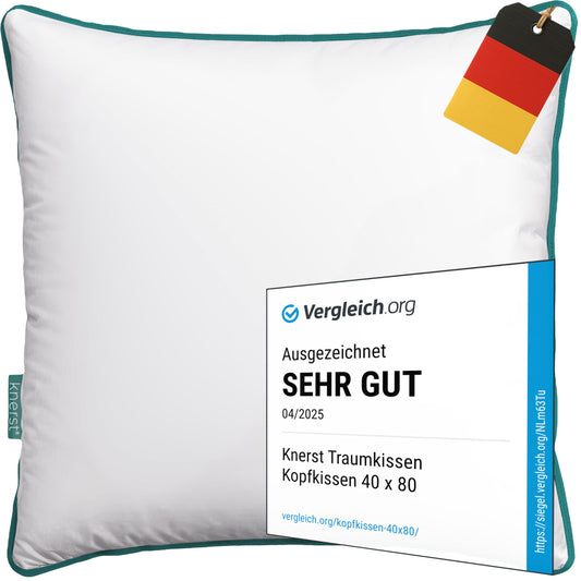 KNERST® 2-piece dream pillow set for snuggling - pillow 80x80 cm for irresistibly soft nights - ergonomic sleep pillow perfect for any sleeping position - cushion, Öko-Tex, Made in Germany.