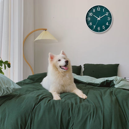 HZDHCLH 30cm Silent Wall Clock with Sweeping Second Hand, Arabic Numerals, No Ticking for Home Decoration Living Room, Kitchen, Office, Bedroom (Dark Green)
