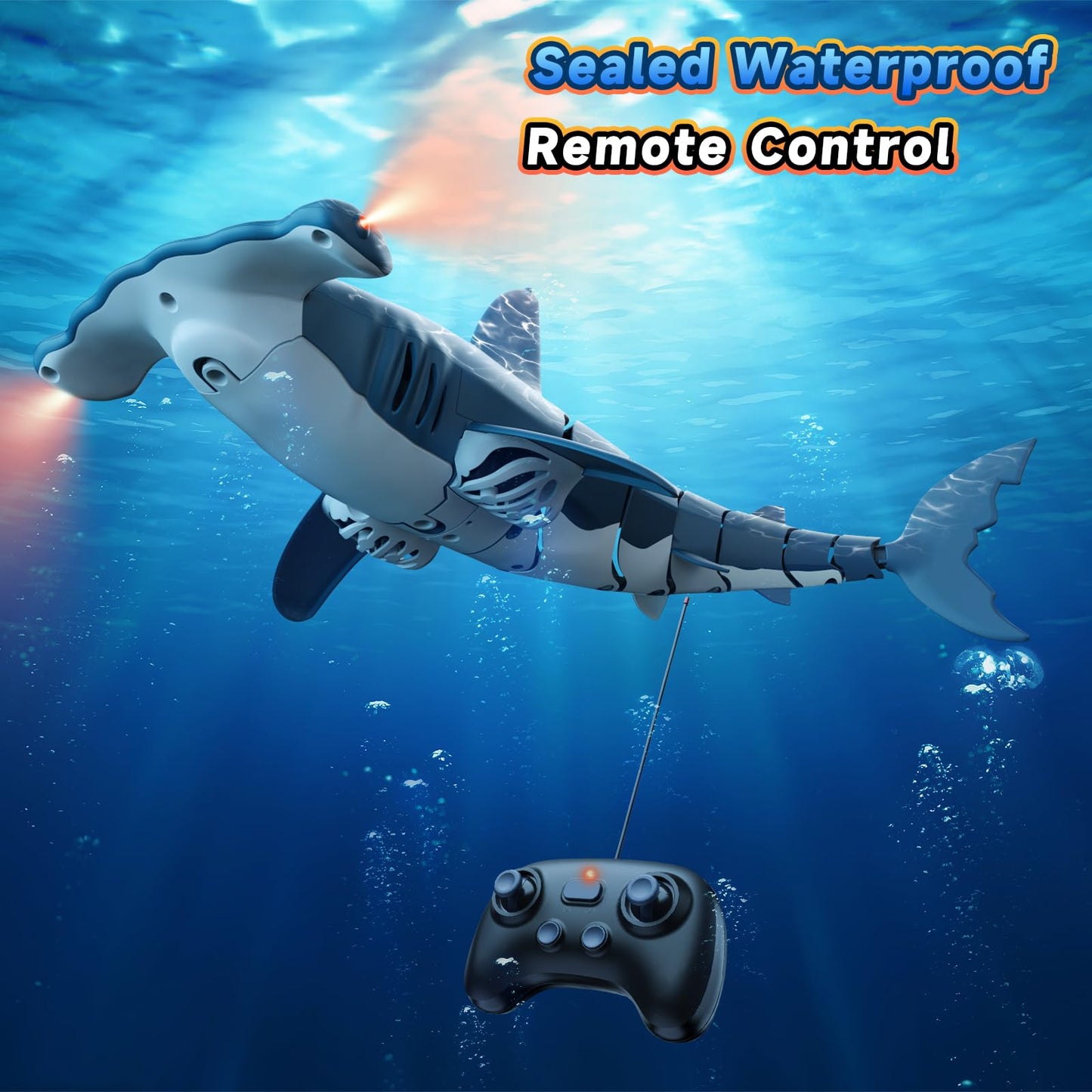 Remote Control Shark Toy with High Simulation, Summer Water Toy for Kids, Boys 6 years and older, fun party games for pool and bath (Blue)