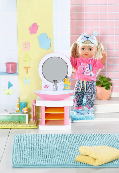 BABY born Washstand - Interactive doll washstand with light & sound function - High-quality doll accessories - Includes toothbrush, toothbrush cup, soap dispenser & towel