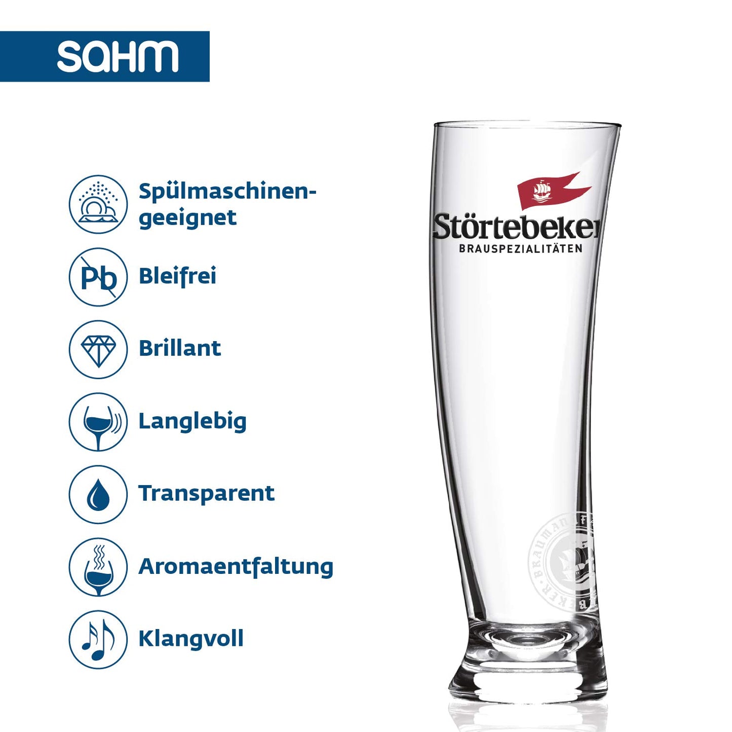 Störtebeker beer glasses 0.3 l - 6 wheat beer glasses in Sydney sailglass design - wheat beer glasses 0.3 l - Störtebeker glasses as a great beer gift.
