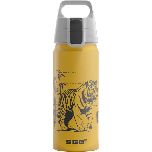 SIGG - Aluminum Kids Water Bottle - WMB ONE Brave Tiger - Suitable for Carbonated Drinks - Leakproof - Ultra Lightweight - BPA-Free - Climate Neutral Certified - Sports & School - Yellow - 0.6L