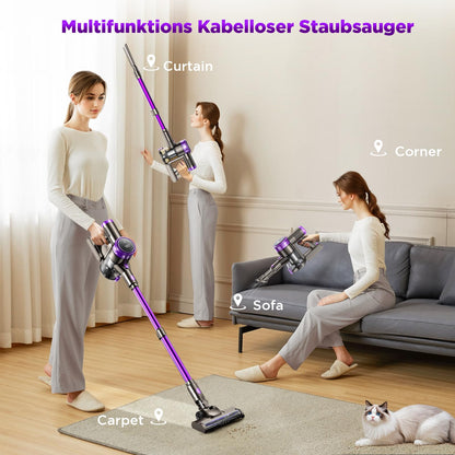 Suafsu Cordless Vacuum Cleaner 45000Pa 550W Handheld Vacuum - Up to 65 Min Runtime with LED Display and Anti Tangle Brush For Pet Hair Hard Floors Carpet