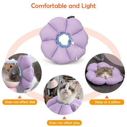 ALLSOPETS Cat Recovery Collar - Adjustable Cone Collar for Pets Soft and Comfortable, Waterproof and Lightweight - Ideal for kittens, cats, small dogs, and rabbits. Purple.
