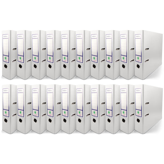 Netuno 20x File Folders DIN A4 White Ekobox 2-Ring Mechanism 8cm Plastic Office Binder Ring Binder PP Colored Wide