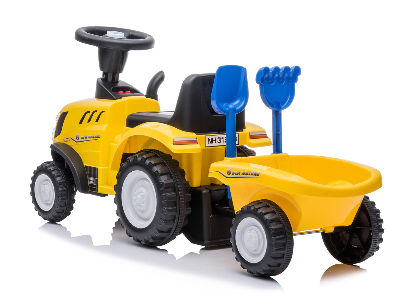 Children's slide car slide vehicle New Holland tractor with trailer push toy children's vehicle walking aid with horn plastic (yellow)