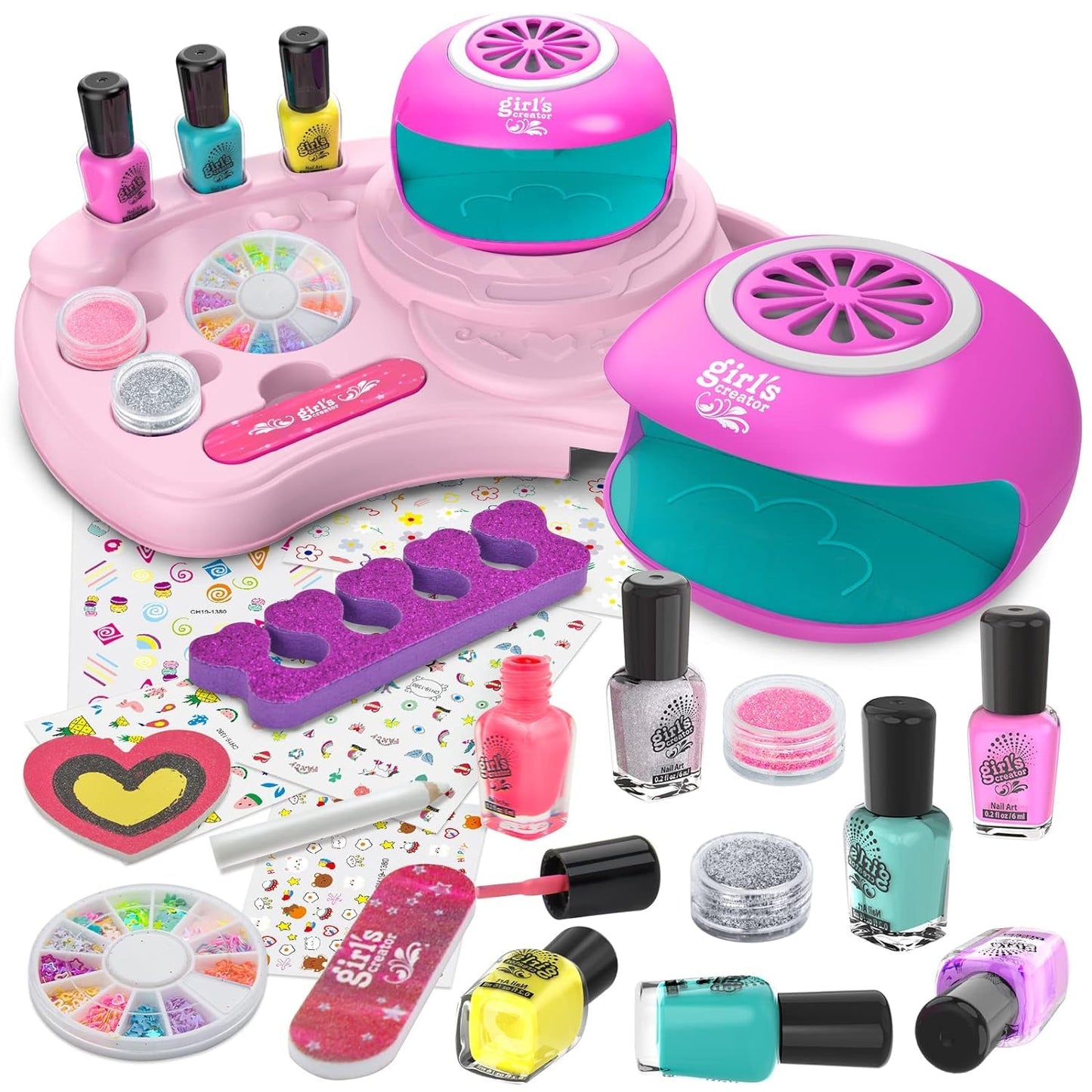 LemonDream Nail Studio Kids, Girl Gift 6 7 8 9 10 11 12-Year-Old Child Nail Polish Set, Gifts for Kids Makeup Set for Birthday Christmas Halloween Party