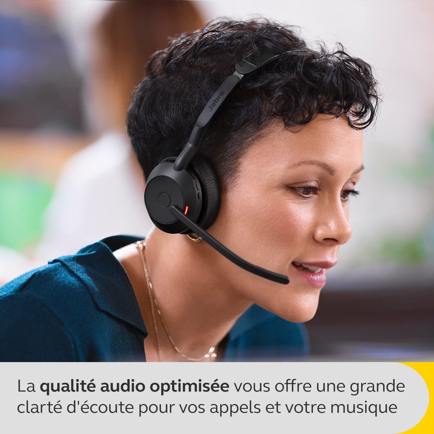 Jabra Evolve2 55 - wireless mono headset with charging stand Air Comfort - microphones with noise cancellation and ANC - compatible with all UC platforms like Zoom and Google Meet - Black