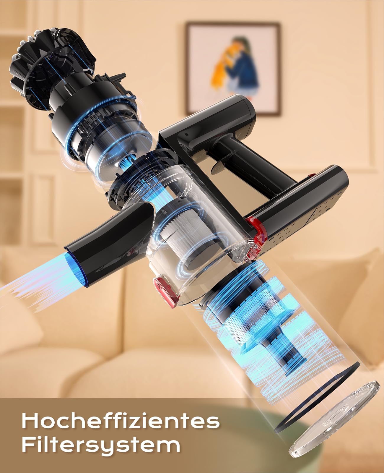 VACTechPro V15 Cordless Battery Vacuum, 35KPa Wireless Vacuum with Removable Battery, up to 35min Runtime, 6 in 1 Battery Vacuum for Hardwood Floors Carpet & Gold