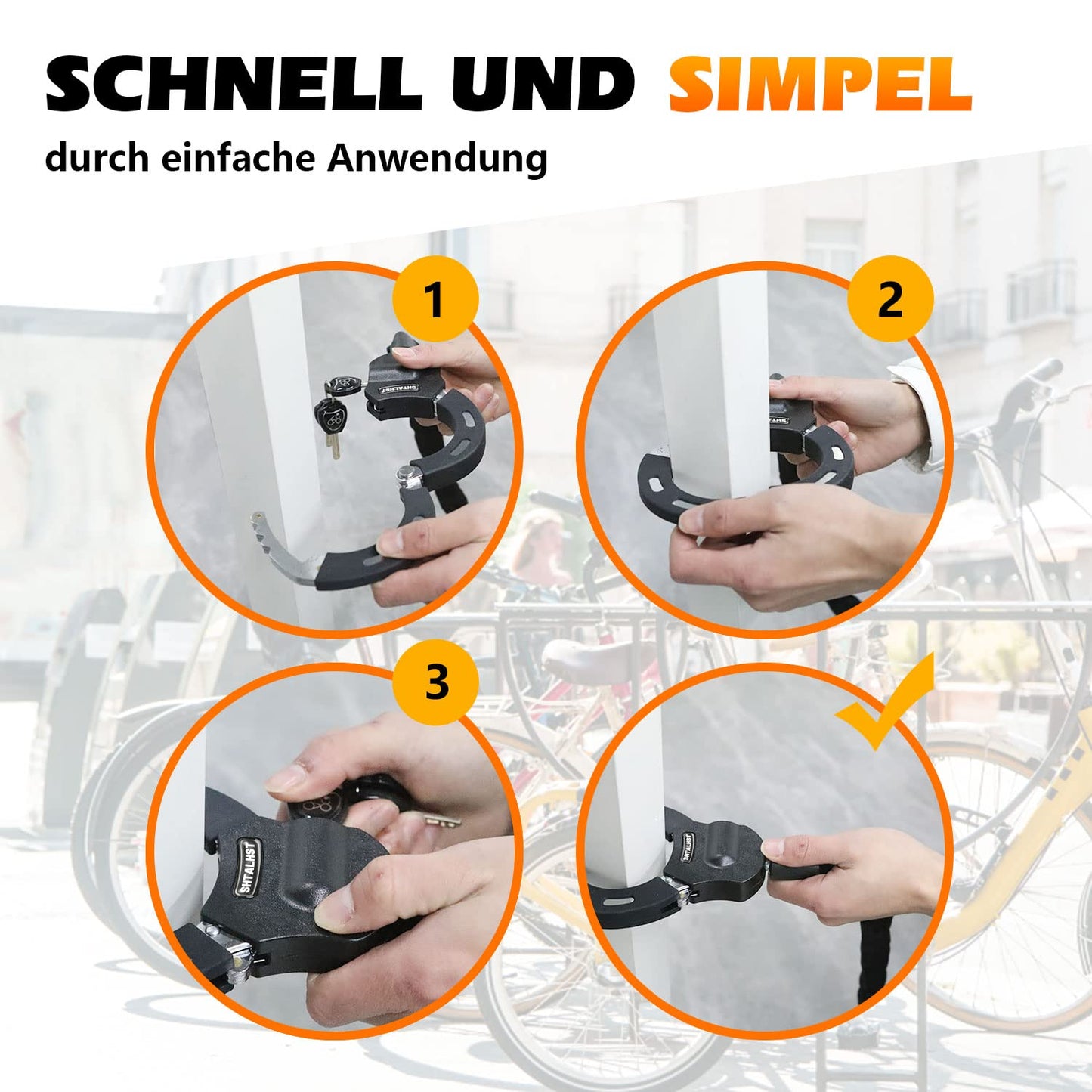 E-Scooter lock, lock for E-Scooter and scooter lock, robust security handcuff cable lock for bike, scooter, Segway, Ninebot, Xiaomi, NIU and scooter lock.