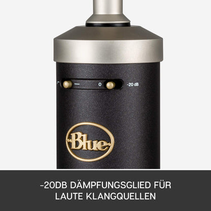 Blue Baby Bottle SL XLR condenser microphone for recording and streaming, with large diaphragm capsule, wooden storage box, and shock mount - Black