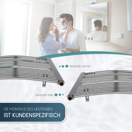 anapont electric bathroom radiator - chrome curved - timer function - towel radiator - electric bathroom heating - towel heating - Made in Germany