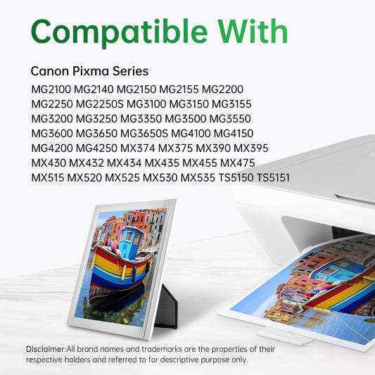 Lemero 540XL 541XL cartridges compatible with Canon printer cartridges 540 541 XL multipack PG-540 CL-541 for Canon Pixma TS5150 TS5151 MG3650S MG3650 MG3150 MG3250 MG3550 MG3600 (Black/Color, 2-Pack)