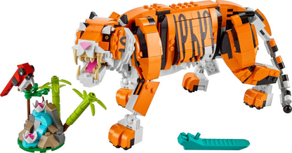 LEGO 31129 Creator Majestic Tiger, Panda, or Fish, 3-in-1 animal figure set, toy for kids, boys and girls, animal construction toy.