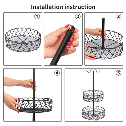 DUGEHO Fruit Stand 2-Tier Banana Holder Fruit Basket for More Counter Space - Storage for Fruits & Vegetables, Fruit Bowl, Fruit Stand (black)